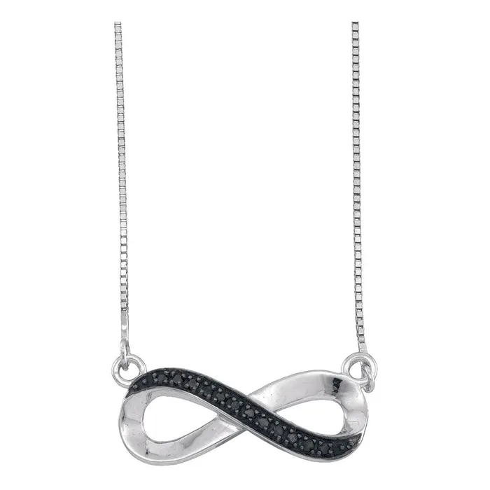 10kt White Gold Womens Round Black Color Enhanced Diamond Infinity Pendant Necklace 120 Cttw mayamila Necklaces