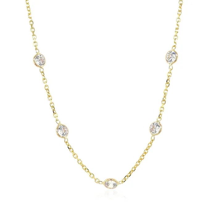 14k Yellow Gold CZ By the Yard Long Links MayaMila Earrings