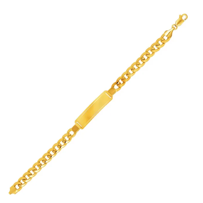 14k Yellow Gold Mens ID Cuban Chain Bracelet MayaMila Bracelets