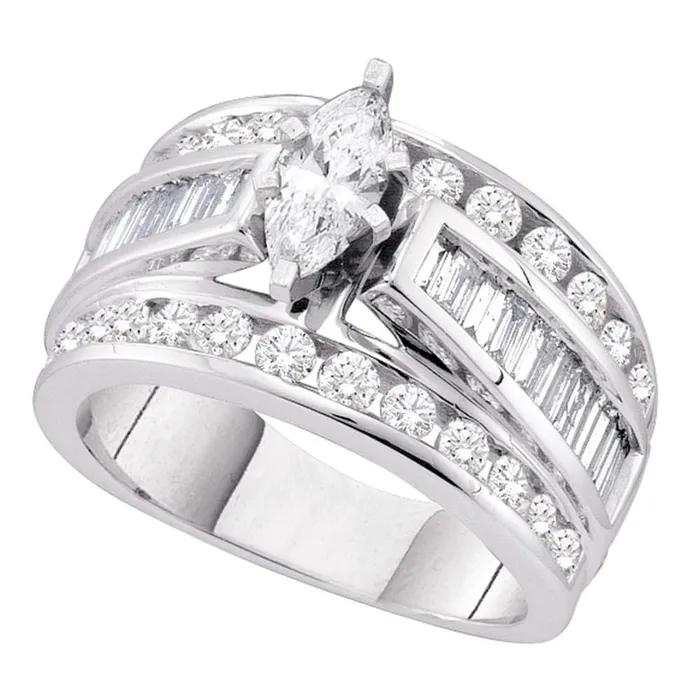 14kt White Gold Womens Marquise Diamond Solitaire Bridal Wedding Engagement Ring 200 Cttw mayamila Rings