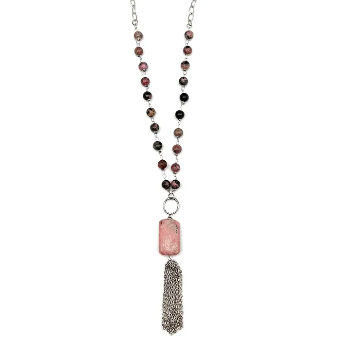 Anju Jewelry Banjara SemiPrecious Stone Necklace Rhodonite Pink Opal Necklaces