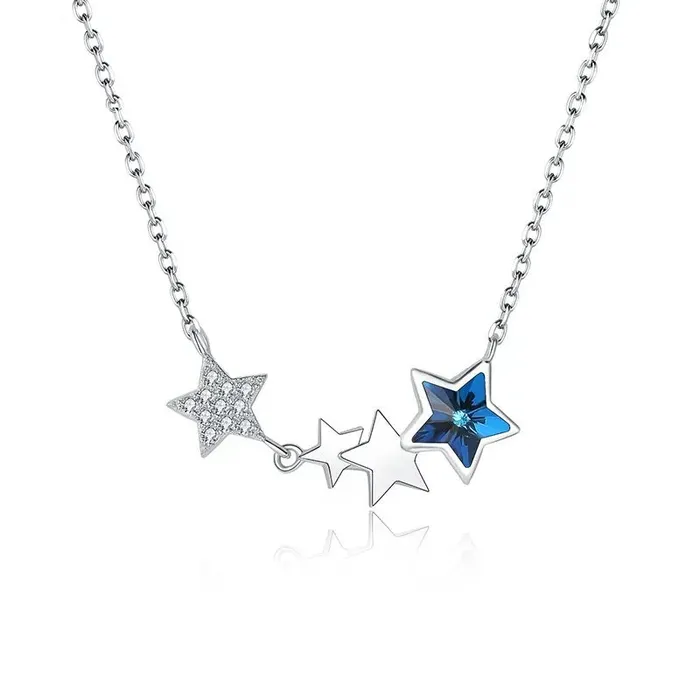 Dazzling Star Swarovski Crystal Silver Necklace Mystic Flavia Necklaces