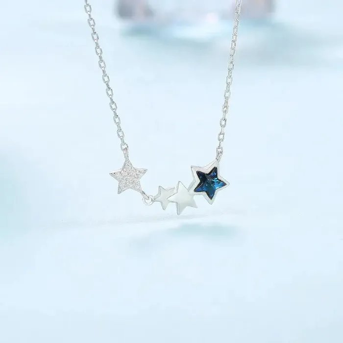 Dazzling Star Swarovski Crystal Silver Necklace Mystic Flavia Necklaces