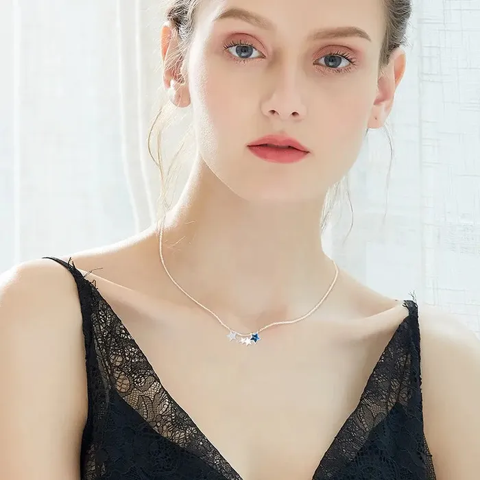 Dazzling Star Swarovski Crystal Silver Necklace Mystic Flavia Necklaces