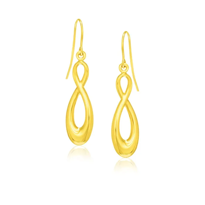 Earrings 14k Yellow Gold Polished Earrings in Infinity Design MayaMila