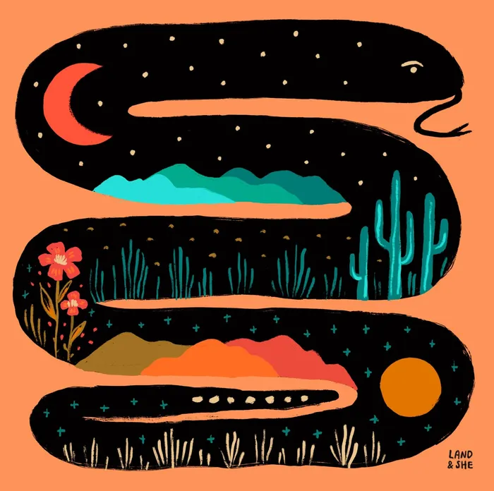 Earrings Land She Inky Snake Art Print