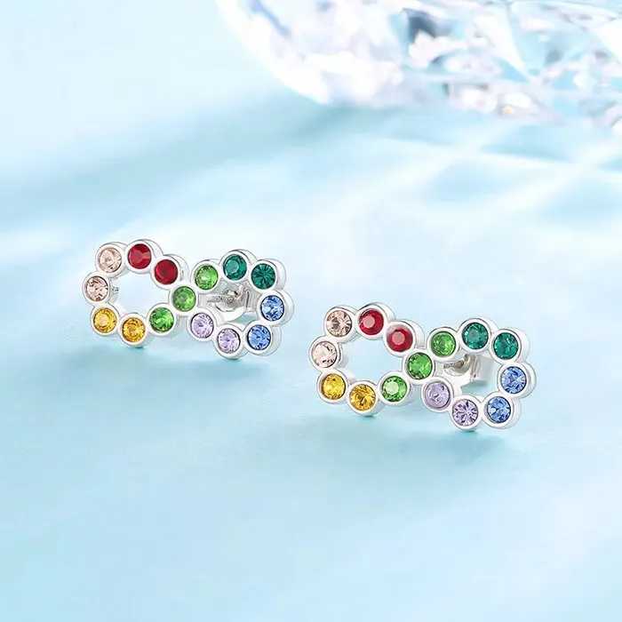 Earrings Mystic Flavia Colorful Infinity Swarovski Crystal Silver Earrings