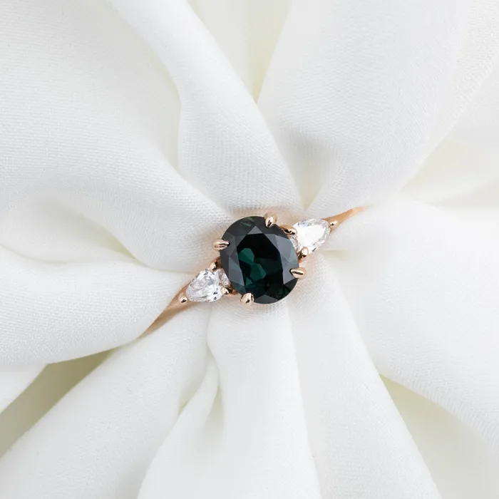 Envero Jewelry Rings Olivia Ring 12ct Deep Teal Blue Queensland Sapphire 14K Rose Gold One of a kind Envero Jewelry Rings Olivia Ring 12ct Deep Teal Blue Queensland Sapphire 14K Rose Gold One of a kind