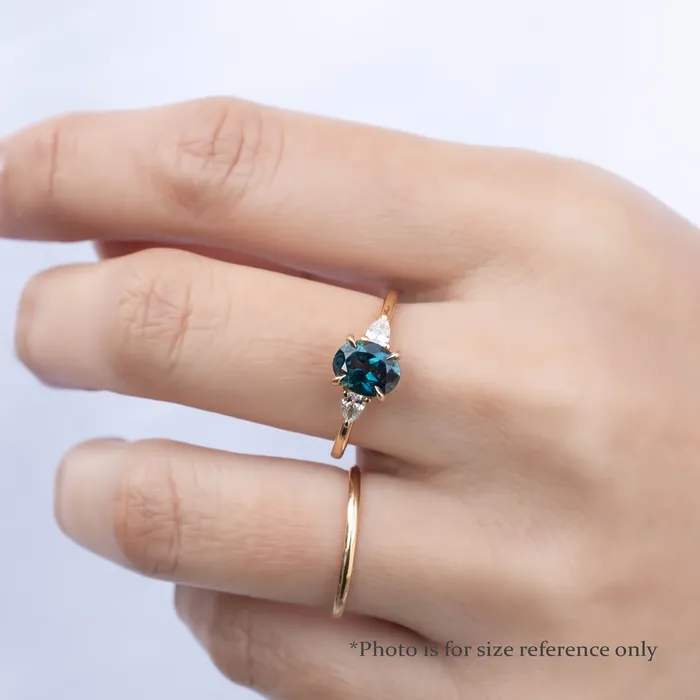 Envero Jewelry Rings Olivia Ring 12ct Deep Teal Blue Queensland Sapphire 14K Rose Gold One of a kind Envero Jewelry Rings Olivia Ring 12ct Deep Teal Blue Queensland Sapphire 14K Rose Gold One of a kind