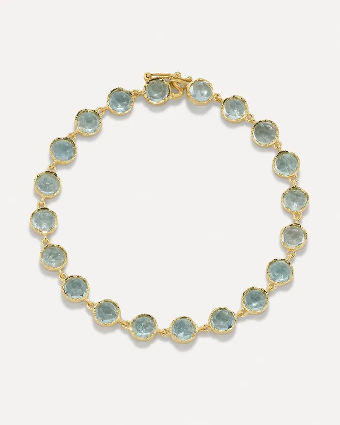 Irene Neuwirth Bracelets B223AQFRCYG Classic Link BraceletYellow Gold w Rose Cut Fine Aquamarine18k