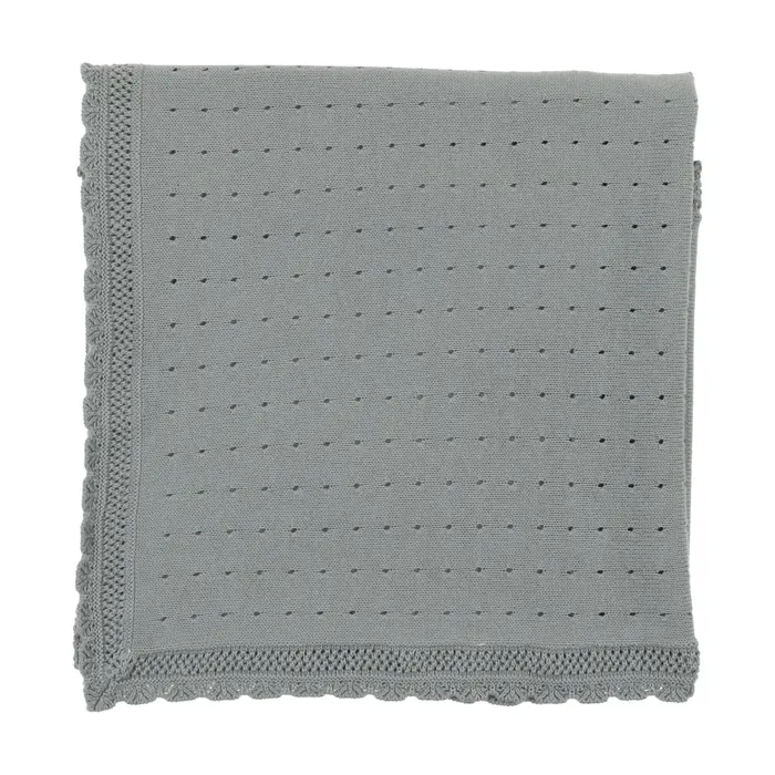 Lilette Dotted Open Knit Blanket Blue Lilette Rings