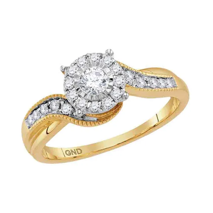 mayamila Rings 14kt Yellow Gold Womens Round Diamond Cluster Bridal Wedding Engagement Ring 13 Cttw