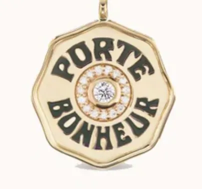 Mini PB Coin Charm White Diamond Black Enamel with Diamond Halo CHARM ONLY Marlo Laz Charm Necklaces