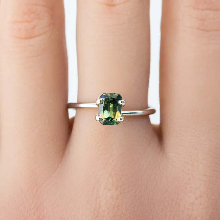 Rings Envero Jewelry 094ct Emerald Cut Green Queensland Sapphire SF334 Rings Envero Jewelry 094ct Emerald Cut Green Queensland Sapphire SF334