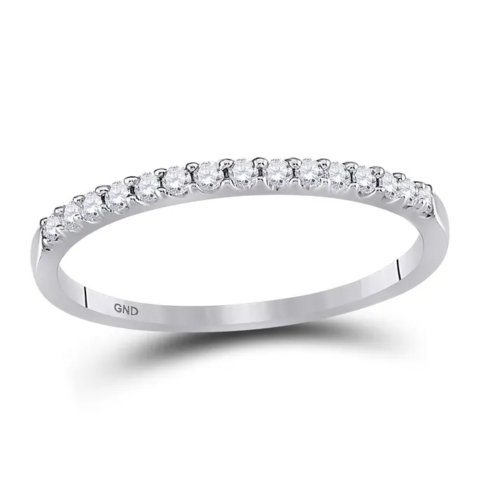 Rings mayamila 14k White Gold Round Diamond Womens Slender Stackable Size 9 Wedding Band 16 Cttw