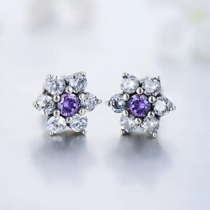 shine of diamond Earrings Cute 6 Petal Flower Earrings Stud