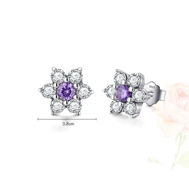 shine of diamond Earrings Cute 6 Petal Flower Earrings Stud