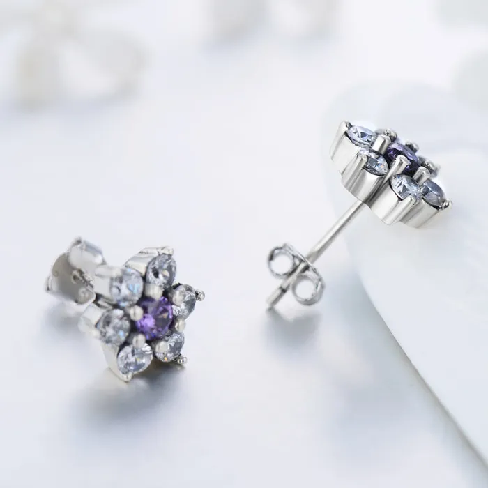 shine of diamond Earrings Cute 6 Petal Flower Earrings Stud