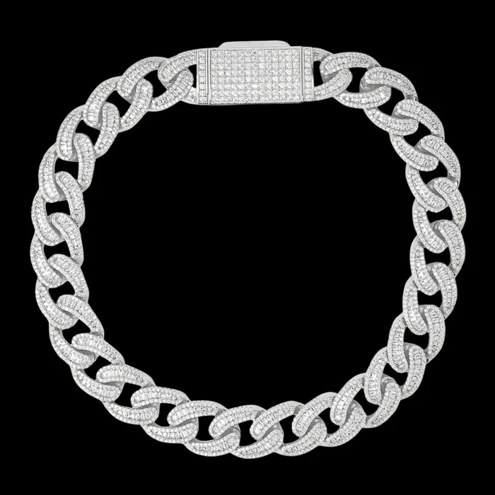 Baguette and Tennis 18MM Baguette and Tennis Link Iced Out Diamond Necklace Chain Necklaces
