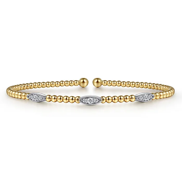 Bracelets GABRIEL CO 14K WhiteYellow Gold Bujukan Diamond Marquise Stations Bangle