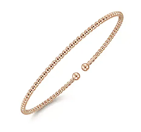Bracelets Split 14K Rose Gold Beaded Bujukan Bangle GABRIEL CO
