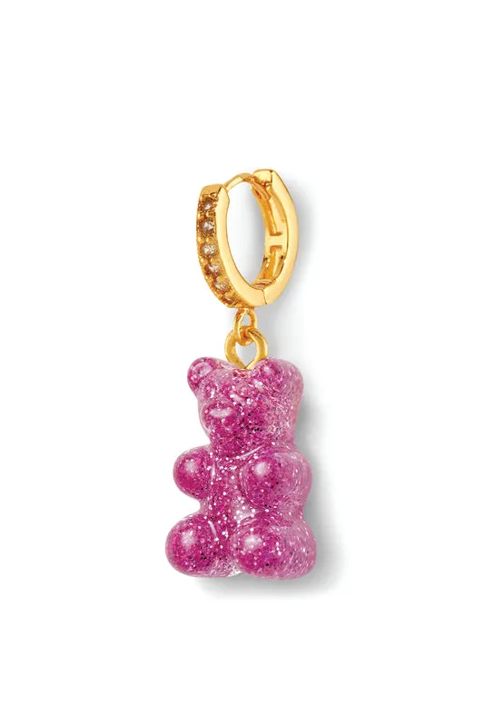 Earrings Nostalgia bear hoop Magenta Crystal Haze Jewelry