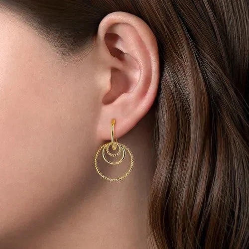 GABRIEL CO Earrings 14K Yellow Gold Multi Circles Bujukan Ball Huggies