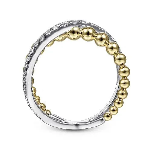 GABRIEL CO Rings 14K WhiteYellow Gold Bujukan Diamond Criss Cross Ring