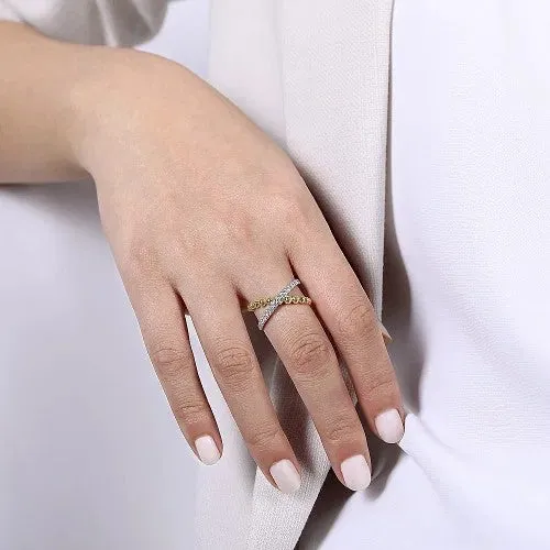 GABRIEL CO Rings 14K WhiteYellow Gold Bujukan Diamond Criss Cross Ring