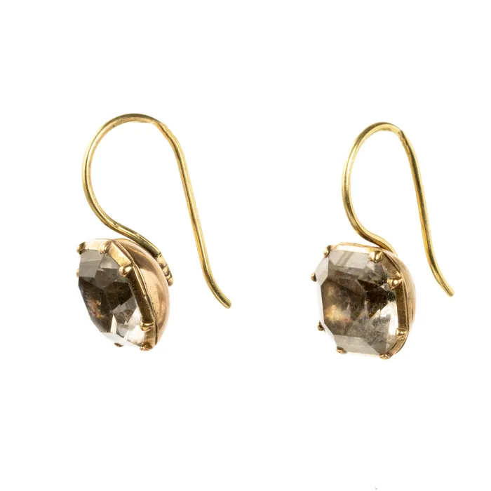 Georgian era Gold White Paste Earrings Bell Bird Earrings
