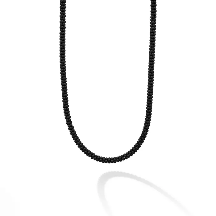 Necklaces Black Caviar Matte Black Ceramic Beaded Necklace LAGOS