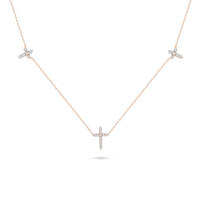 Polachecks Collection Necklaces 3 Cross Diamond Necklace
