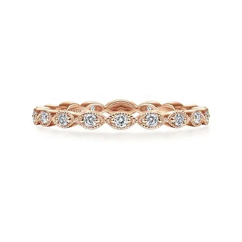Rings GABRIEL CO 14K Rose Gold Marquise Station Diamond Stackable Ring