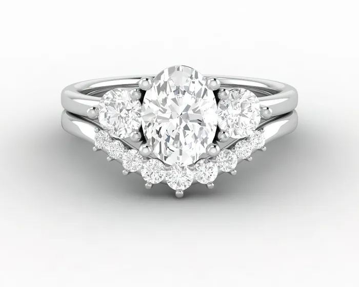 Rings Orion Three Stone 10 Ct Oval Cut Bridal Set Sapheena Jewelry