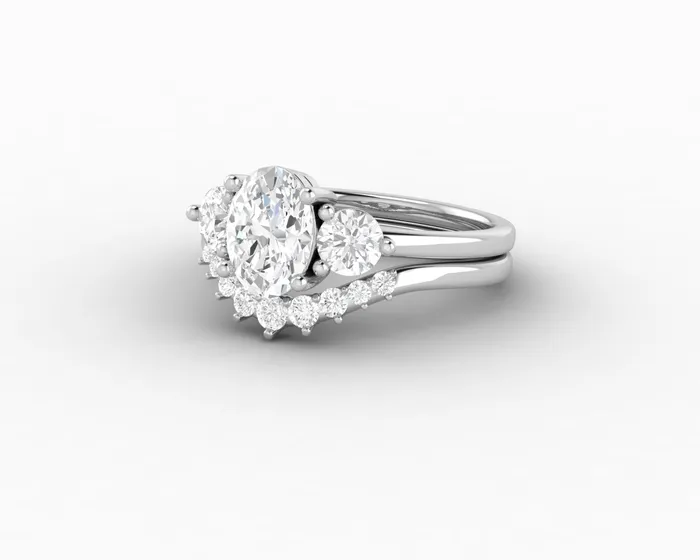 Rings Orion Three Stone 10 Ct Oval Cut Bridal Set Sapheena Jewelry