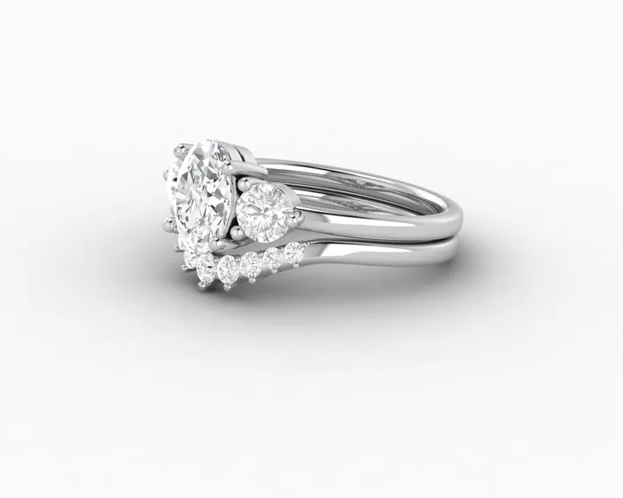 Rings Orion Three Stone 10 Ct Oval Cut Bridal Set Sapheena Jewelry
