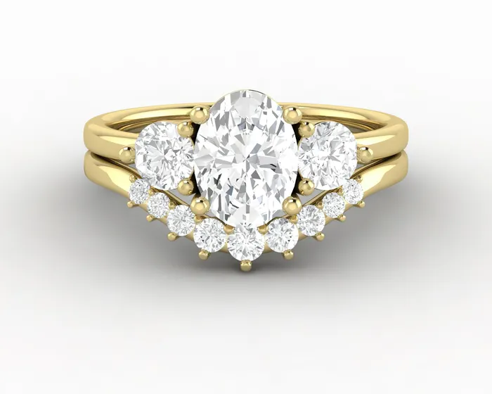 Rings Orion Three Stone 10 Ct Oval Cut Bridal Set Sapheena Jewelry