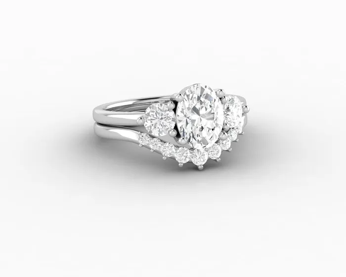 Rings Orion Three Stone 10 Ct Oval Cut Bridal Set Sapheena Jewelry