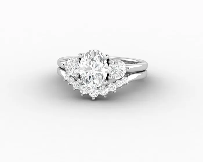 Rings Orion Three Stone 10 Ct Oval Cut Bridal Set Sapheena Jewelry