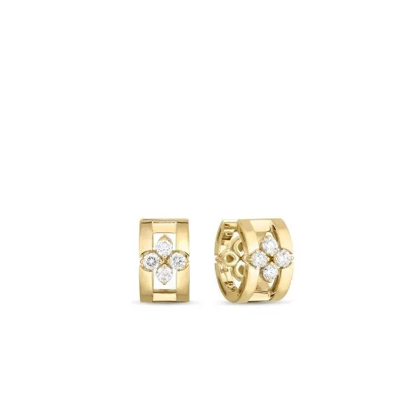 ROBERTO COIN Earrings 18K YELLOW GOLD LOVE IN VERONA DIAMOND OPEN FRAME HOOP EARRINGS ROBERTO COIN Earrings 18K YELLOW GOLD LOVE IN VERONA DIAMOND OPEN FRAME HOOP EARRINGS