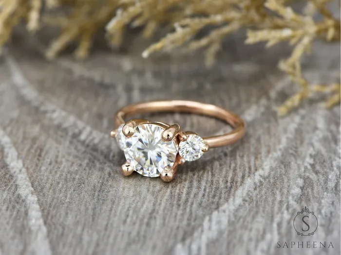 Sapheena Jewelry Rings Orion Three Stone 20 Ct Round Cut Engagement Ring