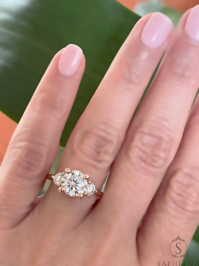 Sapheena Jewelry Rings Orion Three Stone 20 Ct Round Cut Engagement Ring