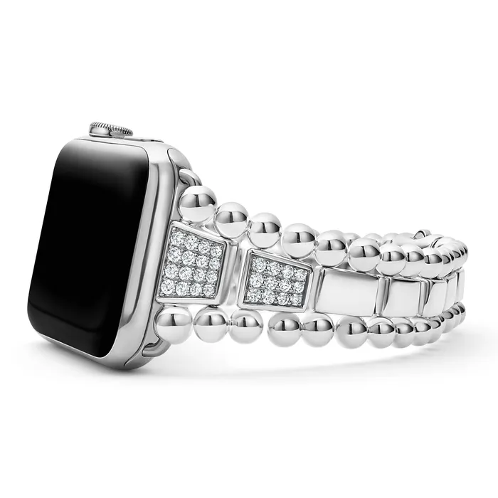 Smart Caviar Sterling Silver Half Diamond Watch Bracelet4249mm LAGOS Bracelets