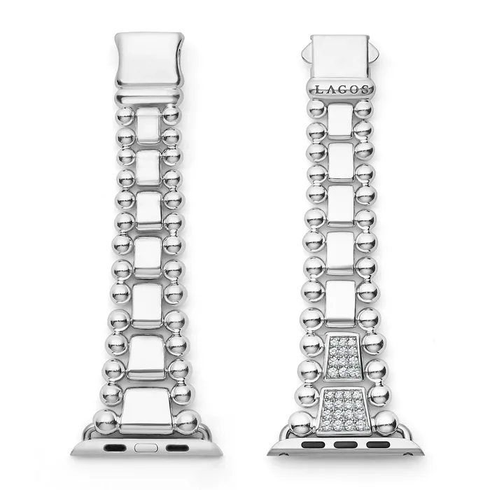 Smart Caviar Sterling Silver Half Diamond Watch Bracelet4249mm LAGOS Bracelets