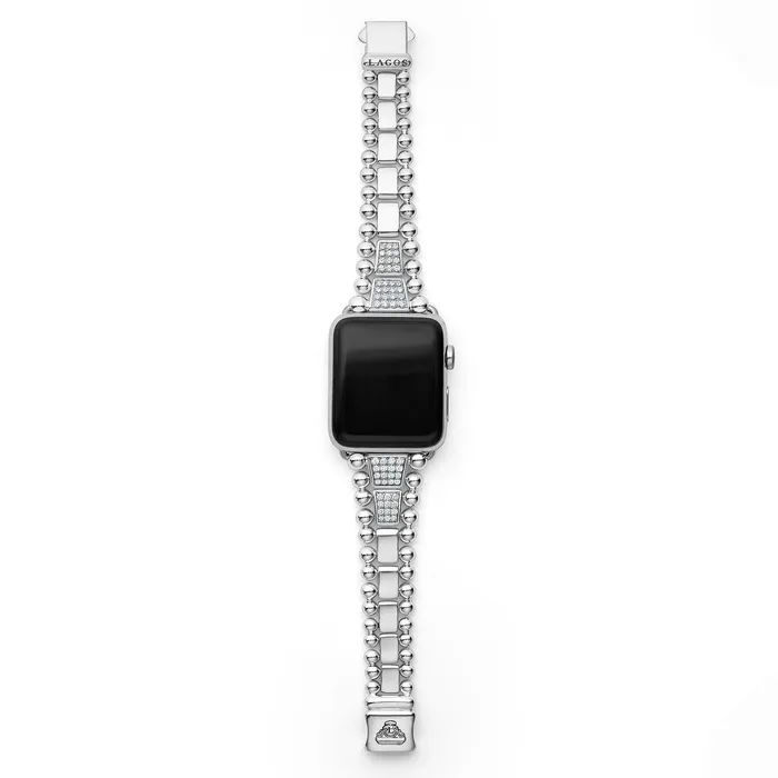 Smart Caviar Sterling Silver Half Diamond Watch Bracelet4249mm LAGOS Bracelets