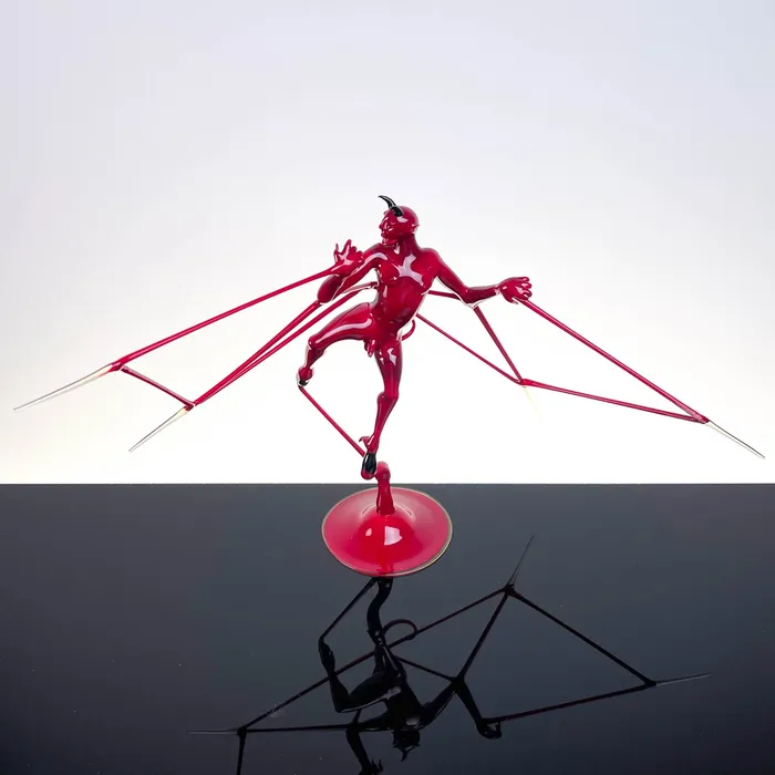 Stefano Busato Red Flying devil Murano Glass Earrings