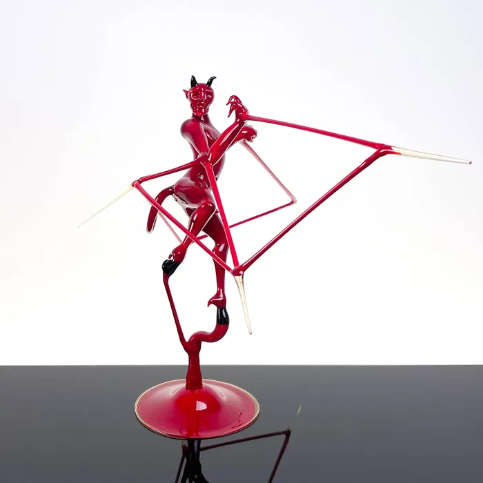 Stefano Busato Red Flying devil Murano Glass Earrings