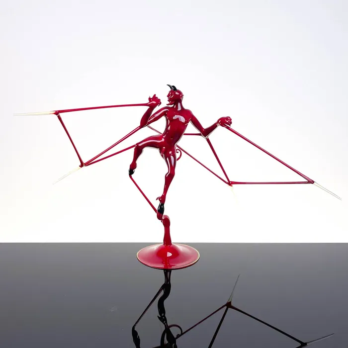 Stefano Busato Red Flying devil Murano Glass Earrings