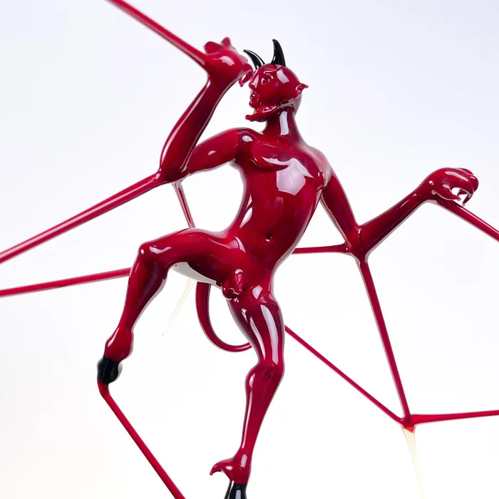 Stefano Busato Red Flying devil Murano Glass Earrings