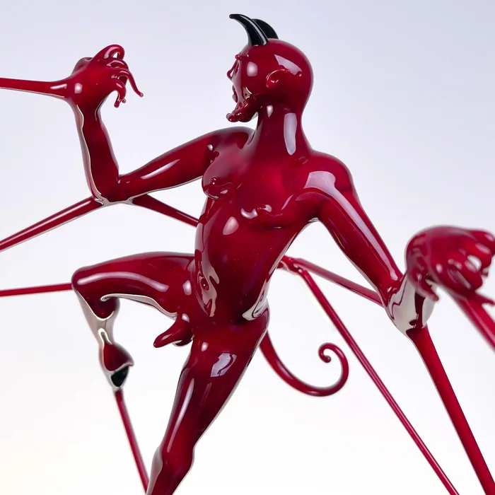 Stefano Busato Red Flying devil Murano Glass Earrings